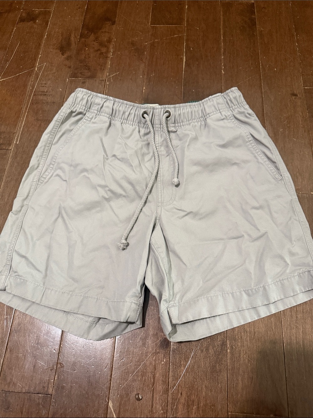 L.L. Bean Light Gray Elastic Waist Drawstring Shorts